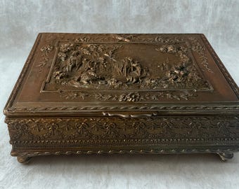 Vintage Jennings Brothers Repousse Jewelry Casket Box