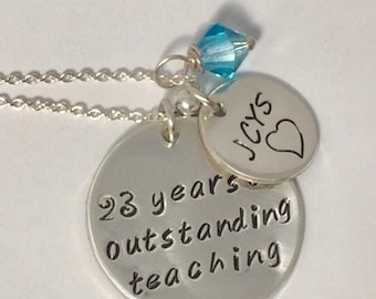 Teacher/Principal Retirement Gift - Personalized Sterling Silver Necklace for Best Teacher - End of Year Gift