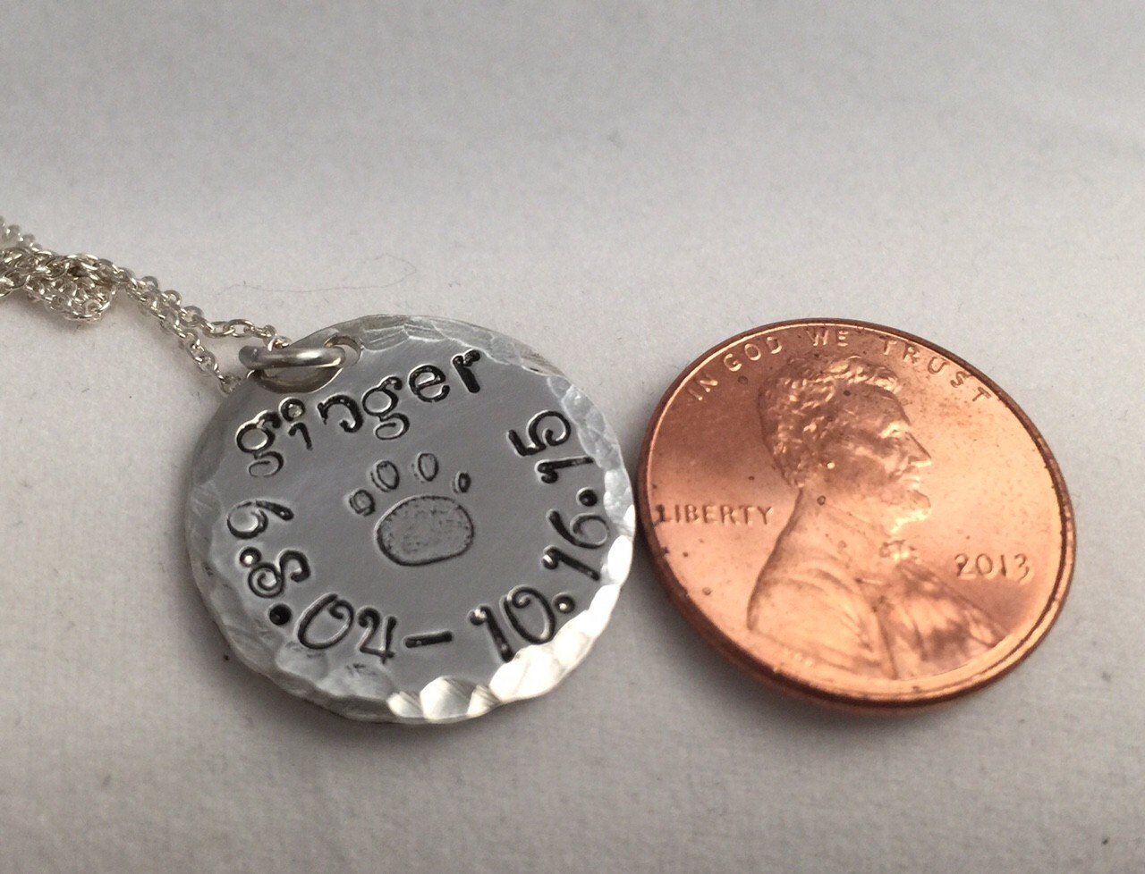 Personalized Sterling Silver Dog Paw Print Memorial Necklace With Pet's ...