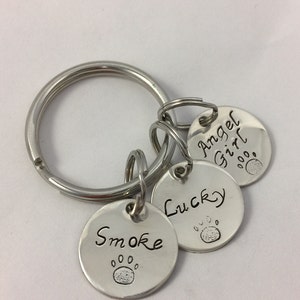 Dog/Cat Lover's Keychain Personalized Sterling Silver Hand Stamped Keychain/Jewelry image 1