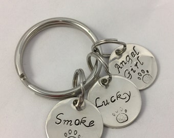 Dog/Cat Lover's Keychain - Personalized Sterling Silver - Hand Stamped Keychain/Jewelry