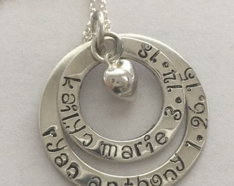 Circle of Love Personalized Sterling Silver Mom Necklace with Kids' Names & Birthdates