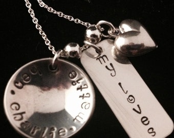 My Loves Domed Mom Necklace w/ Tag and Puffy Heart - Personalized Sterling Silver