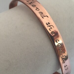 Cuff Hand Stamped Bracelet - She believed she could so she did - Copper - Mother&#39;s Day Gift