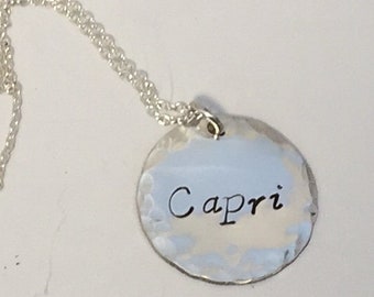 Child's/Kid's Name Necklace in Sterling Silver - Hand Stamped Mom Necklace