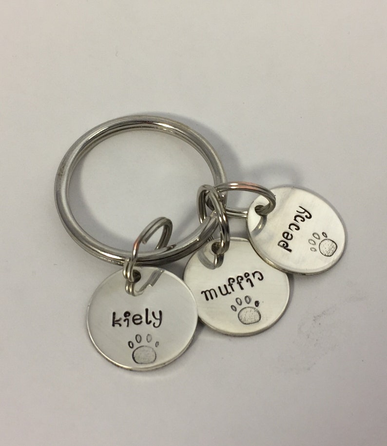 Dog/Cat Lover's Keychain Personalized Sterling Silver Hand Stamped Keychain/Jewelry image 2