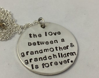 Grandmother/Mother Necklace - Personalized Sterling Silver - Hand Stamped