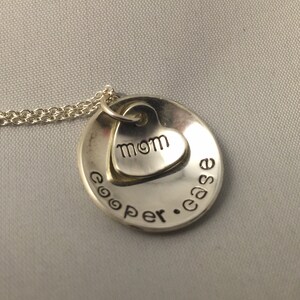 Domed Mom Necklace - Personalized Sterling Silver with Child&#39;s Name - Gift for Mom