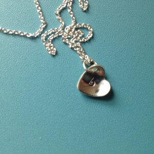 Personalized Tiny Sterling Silver Domed Heart Mom/Bridesmaid Necklace/Jewelry - Mother&#39;s Day