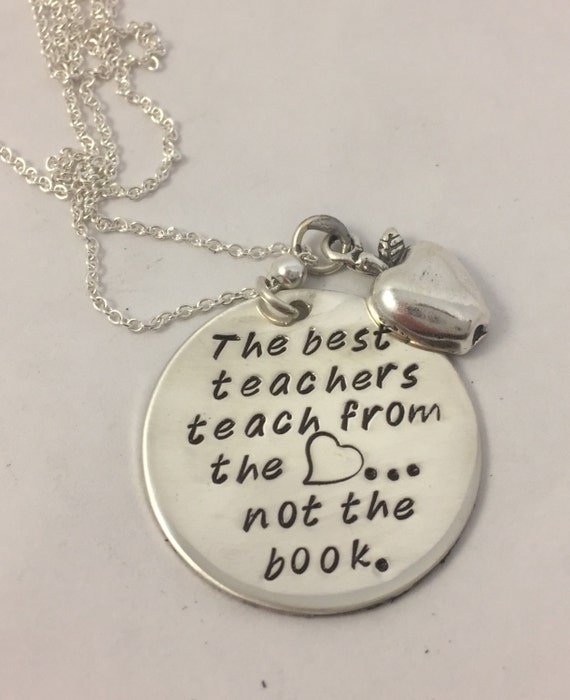 Teacher Necklace Hand Stamped Special Teacher Jewelry for Teacher Personalized Best Teacher Ever Love to Teach Copper Necklace