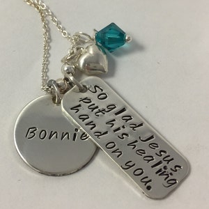 Mom/Cancer Survivor Custom Necklace with Sterling Puffy Heart - Personalized Sterling Silver
