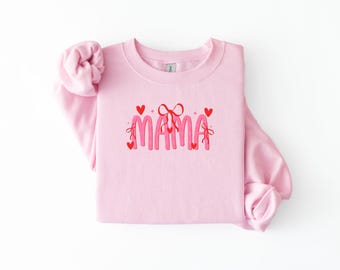 Mama Valentine Sweatshirt | Cute Pink Mama Crewneck | Valentine’s Day Mom Shirt | Heart Mama Sweatshirt | Cozy Mom Gift