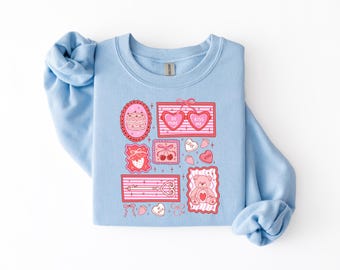Vintage Valentine Collage Sweatshirt | Cute Valentine Crewneck | Retro Valentine Shirt | Pastel Valentine Outfit | Cozy Valentine Pullover