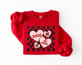 XOXO Valentine Sweatshirt, Be Mine Candy Heart Crewneck, Retro Valentine Sweatshirt, Cute Valentine Shirt, Valentine Gift for Her