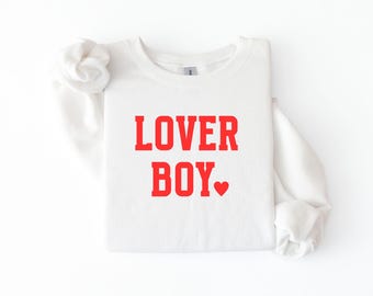 Lover Boy Kids Crewneck Sweatshirt, Valentine’s Day Kids Shirt, Cute Heart Graphic Toddler Pullover, Boys Valentine Outfit