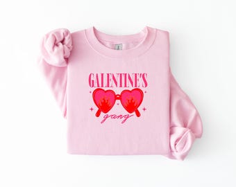 Galentine’s Gang Sweatshirt, Valentine’s Day Crewneck, Girls Night Outfit, Cute Pink Valentine Sweatshirt, Galentines Gift for Friends