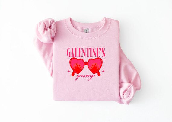 Galentine’s Gang Sweatshirt, Valentine’s Day Crewneck, Girls Night Outfit, Cute Pink Valentine Sweatshirt, Galentines Gift for Friends