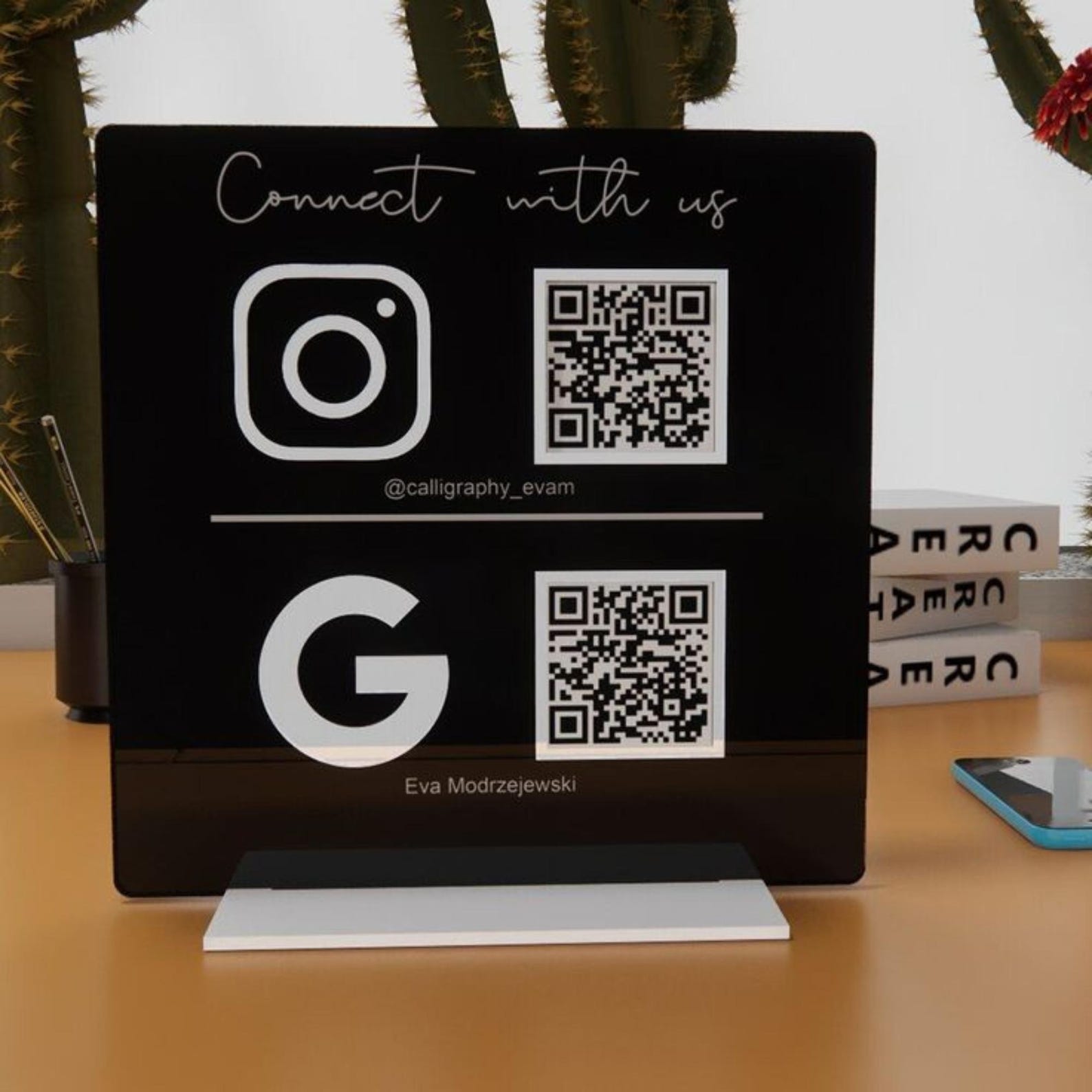 Acrylic Multi QR Code Business Social Media Sign | Payment Sign ...