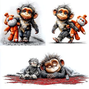 Monkey Punch, JPG Bundle, 31 JPG Items, Punch Monkey, Clipart Images, Monkey JPG, Bundle Design, Digital Download, Clipart,