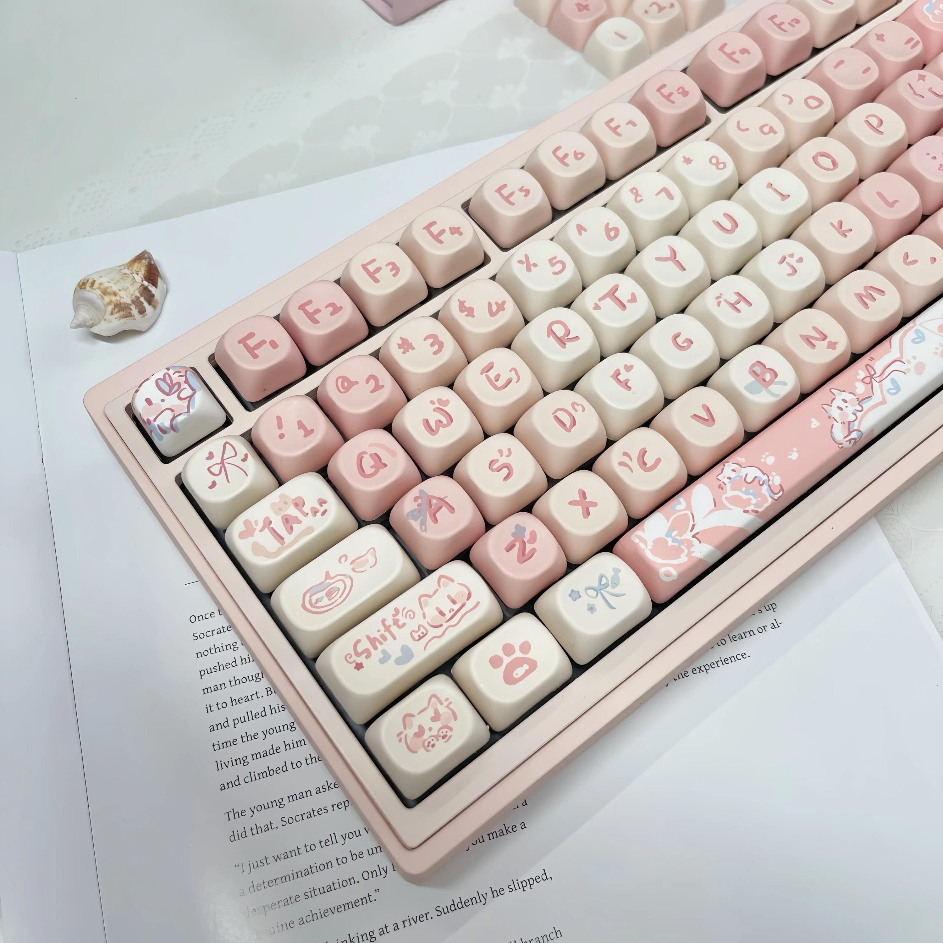 cute-kawaii-pink-cat-themed-keycap-set-pastel-keycaps-for-mechanical
