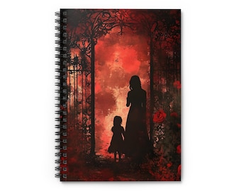 母の日ギフト ゴシックノート 母と子のシルエットジャーナル ダークな美的スパイラルノート