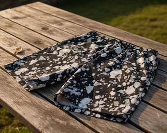 Black & White Paint Splatter Beach Shorts Mens Elastic Swim Trunks Grunge Industrial Swimwear Spring Break Swim Shorts