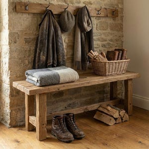 End of Bed Wood Bench Entryway - Farmhouse Entryway Bench - Handmade Wooden Accent Bench - Modern Foyer Bench - Farmhouse Home Decor