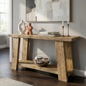 Handgefertigter Holz Konsolentisch | Massivholz Eingangsbereich | Schmaler Bauernhaus Sofa Tisch - Bauernhaus Sofa Tisch Massivholz Flur Sitzgelegenheit