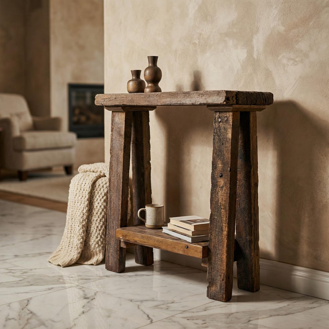 Rustic Console Table | Reclaimed Wood Entryway Low Table | Slim ...