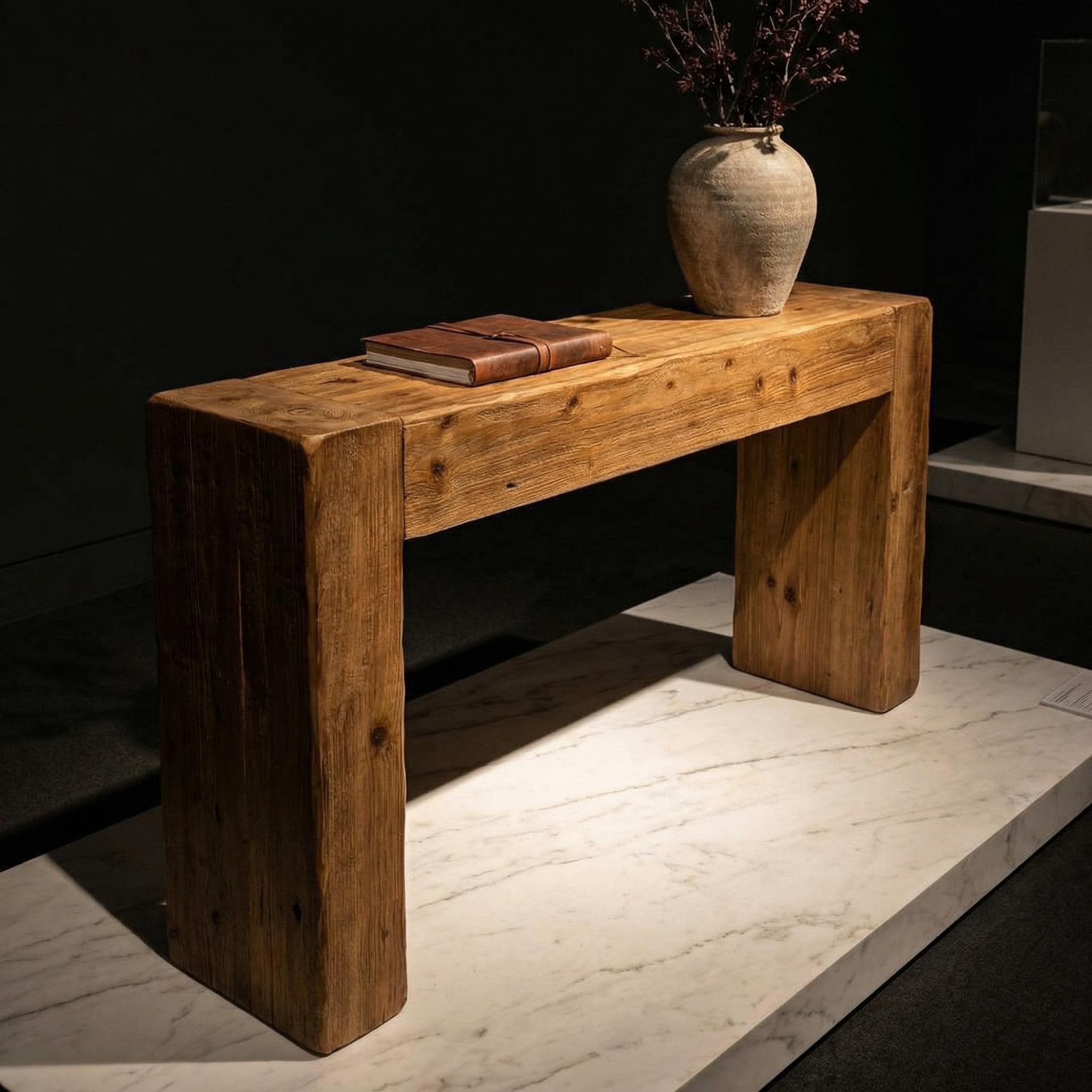Rustic Wood Console Table With Storage | Solid Wood Entryway Table ...