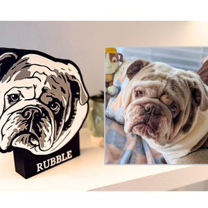 Custom Dog Portrait Light Box from Your Photo – Personalised Pet Gift, 3D Printed Dog Night Light