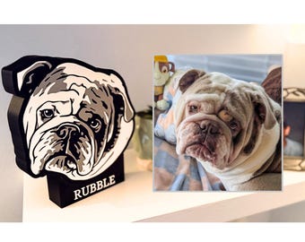Caja de luz personalizada con retrato de perro a partir de tu foto: regalo personalizado para mascotas, luz nocturna para perros impresa en 3D.