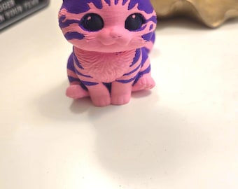 Decorazione a forma di animale stampata in 3D - Gatto rosa e viola, accessorio da scrivania