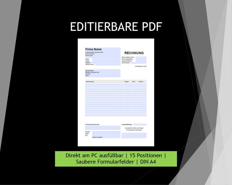 German Invoice Template Small Business ยง19 Ustg | Invoice Without VAT ...