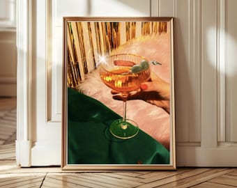 Martini Cocktail Wall Art | Retro Cocktail Poster | Glam Bar Art | Bar Cart Art | Maximalist Decor | Dirty Martini Print | Drink Decor