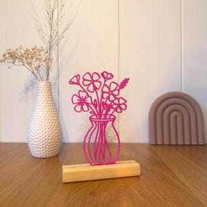 Wooden display stand with 3D printed bouquet of flowers