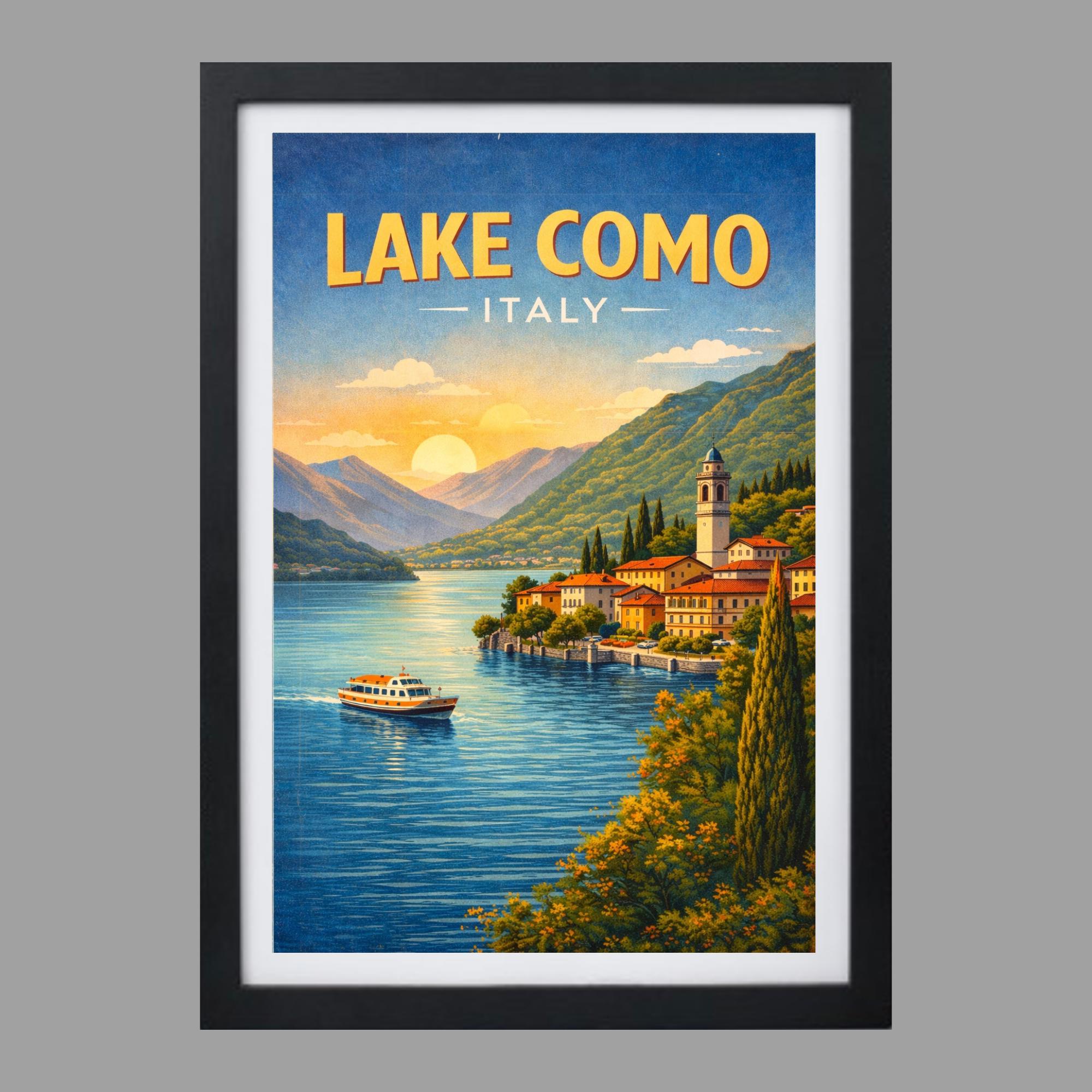 Lake Como Italy Travel Poster Print | Vintage Italian Wall Art | Lake ...
