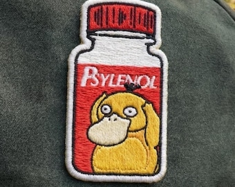 Psylenol Duck Embroidered Patch – Funny Parody Meme Iron On (3-9 Inches)