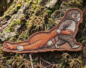 Punch-kun Monkey Embroidered Patch – Fighting Animal Iron-On Badge (3–9 Inches)