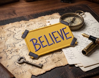 Embroidered BELIEVE Patch, Motivational Teddy Bear Iron On Applique