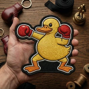 Funny Boxing Duck Embroidered Patch, Combat Sports Badge (Iron On/Sew On)