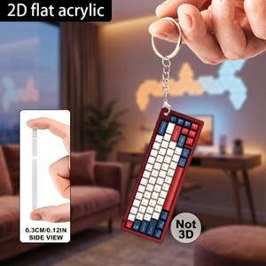 Colorful Keyboard Design Acrylic Keychain, RGB Keyboard Keychain, Gamer Gift, Cute Tech Keyring, Computer Lover Bag Charm