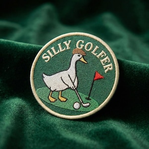 Silly Golfer Embroidered Patch, Funny Golf Meme Iron On Sew On (3–6 Inches)
