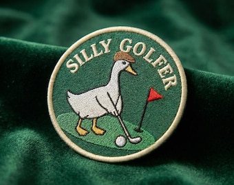 Silly Golfer Embroidered Patch, Funny Golf Meme Iron On Sew On (3–6 Inches)