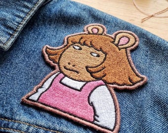 DW Side Eye Meme Embroidered Patch – Cartoon Reaction Humor (Iron On/Sew On)