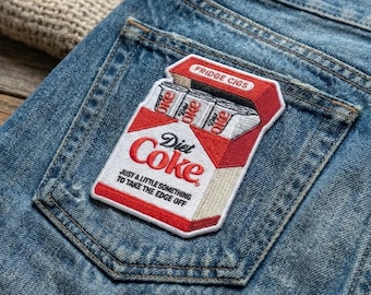 Diet Coke Fridge Cigs Embroidered Patch – Humorous Meme Iron On (3–9 Inches)
