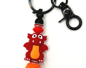 Kids Red Dragon Keychain Charm Accessory