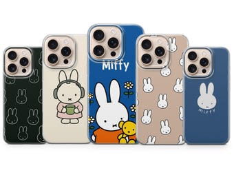 Miffy Phone Case, Cute Bunny Cartoon Gift Cover for iPhone 17 Pro Max, 16e, 15, 14, 12 & Samsung S25 Ultra, S24 FE, A56, Pixel 10 XL, 9a, 8