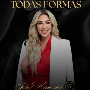 May include: A woman with blonde hair wearing a red blouse and a white blazer. The image includes the text "ELLA LO HIZO DE TODAS FORMAS", the name "Suheyj Hernandez", and "BUILT FOR LEGACY ACADEMY" on a black background.