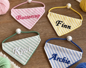 Personalized Pet Bandana, Custom Name Dog and Cat Scarf, Embroidered Puppy and Kitten Accessory Gift
